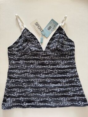 Missoni Sport Black and White Logo Stripe Camisole Tank Activewear Top Size 10